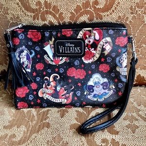 Loungefly Disney Villians Tattoo Wristlet Bag